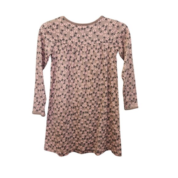 Hanna Andersson Girls Long Sleeve Floral Dress Size 130 8 Pink & Brown 2525 - Picture 2 of 7